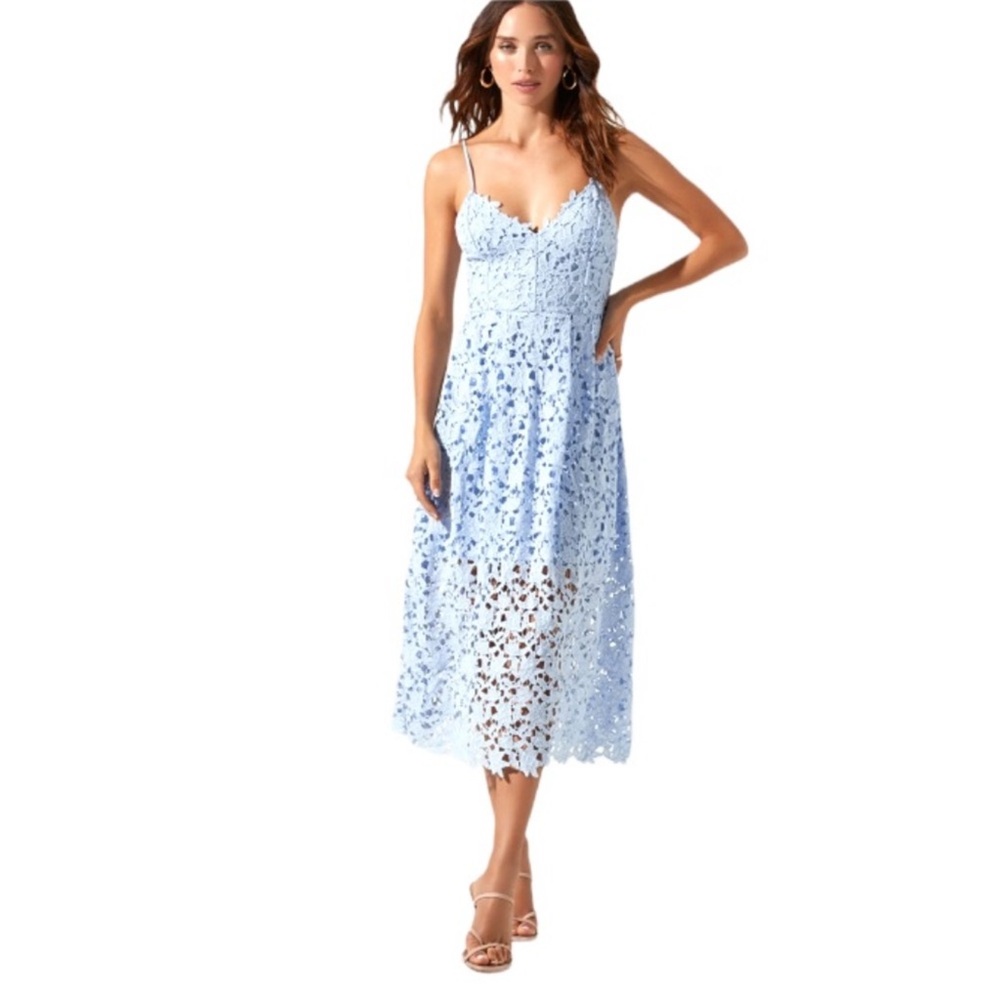 ASTR the Label Women’s Sz S Lace A Line Midi Dress in Periwinkle